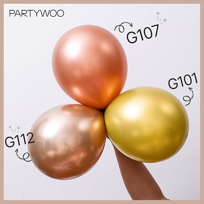 PartyWoo Metallic Rose Gold Balloons 85pcs Different Sizes of 18 12 10 5 Inch Chrome Champagne Gold Balloon Arch Kit Garland for Birthday Anniversary Bridgerton Floral Party Decorations Rose Gold-G112