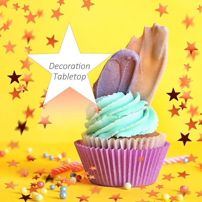 Ruidee 60g Star Confetti Metallic Foil Stars Table Confetti Metallic Foil Stars Sequin for Halloween Birthday Wedding Festival Party DIY(ZX/Orange)