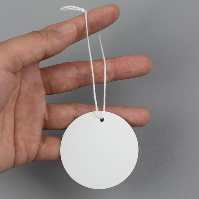 500PCS Marking Tags with String Attached, Round Paper Hangtags for Clothing Jewelry Arts Crafts DIY Gift Decorations(2"x2",White)
