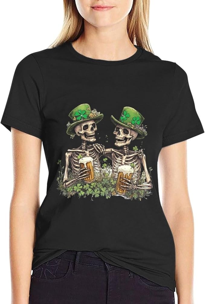 St Patricks Day Shirt Men Funny Clover Print Novelty Cool Hippie Short Sleeve Crewneck Cotton Comfy Tshirts