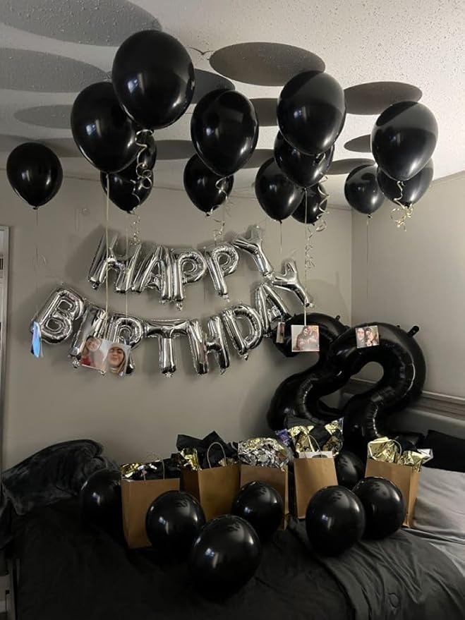 Black Number 8 Balloon 40 Inch, 8th Birthday Party Decorations for Children, Giant 8 Foil Balloon for Party Supplies
