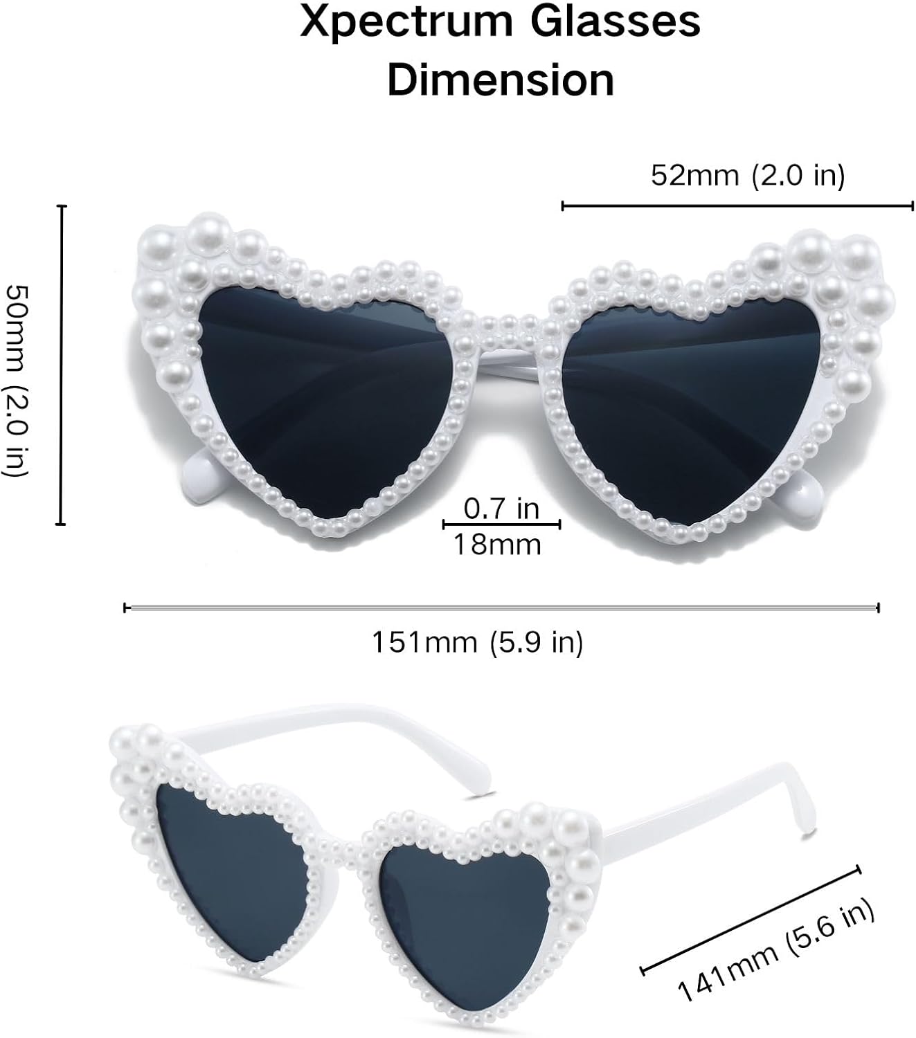 Xpectrum Pearl Bridal Heart Sunglasses, Wedding Bride Sunglasses, Bachelorette Party Glasses for Bride To Be