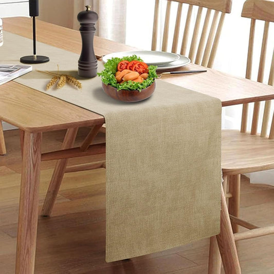 Wipeable Table Runner, Thick Farmhouse Dresser Runner, Rustic Indoor/Outdoor (72'', Camel Brown)