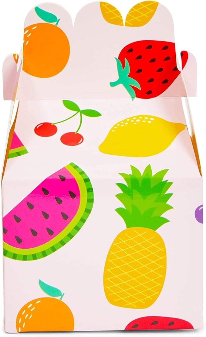 Sparkle and Bash Tutti Frutti Treat Boxes - 3.5 x 2.75 In, 36 Count, Assorted Colors - Fruit Party Favor Boxes for Tutti Frutti Birthday Favors