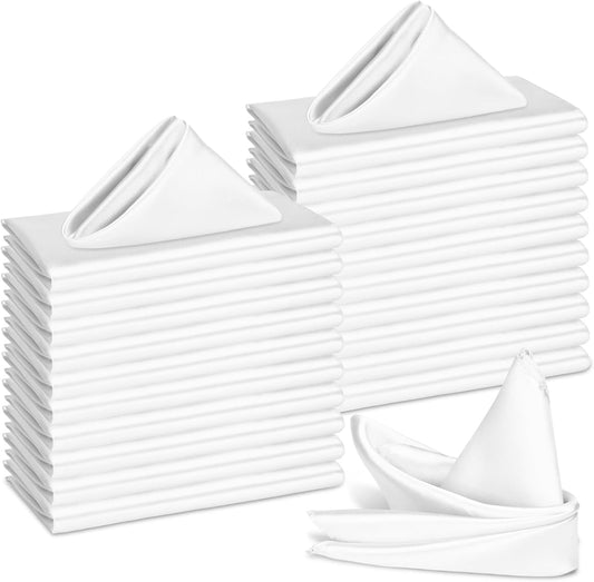 Bailarina 120 Pack White Satin Napkins,17x17 Inches Wedding Napkins Square Soft Silky Table Napkins Bulk Decorative Elegant Cloth Napkin for Party Decoration, Banquet,Wedding,Graduation