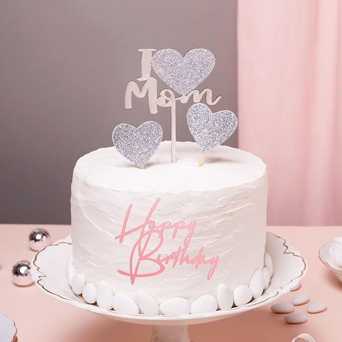 6 Pcs Rose Gold Happy Birthday Cake Topper Side Mirror Acrylic Cake Topper Happy Birthday Cake Sign Decorations Rose Gold Cake Inserts Cake Decor Supplies Cupcake Toppers for Birthday Party Cake