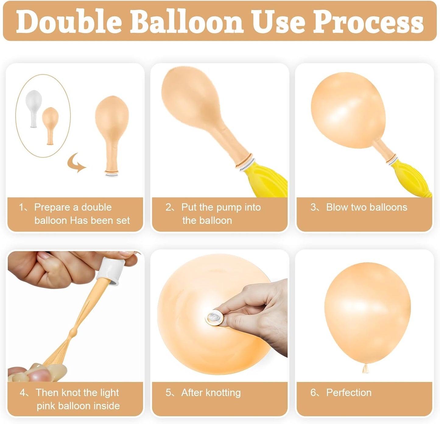 Pearl Nude Double-Stuffed Balloons Arch Garland Kit, 60 Pack 18/12/10/5 Inch Different Size Pearl Beige Apricot Balloons for Wedding Bridal Shower Anniversary Birthday Baby Shower Decor