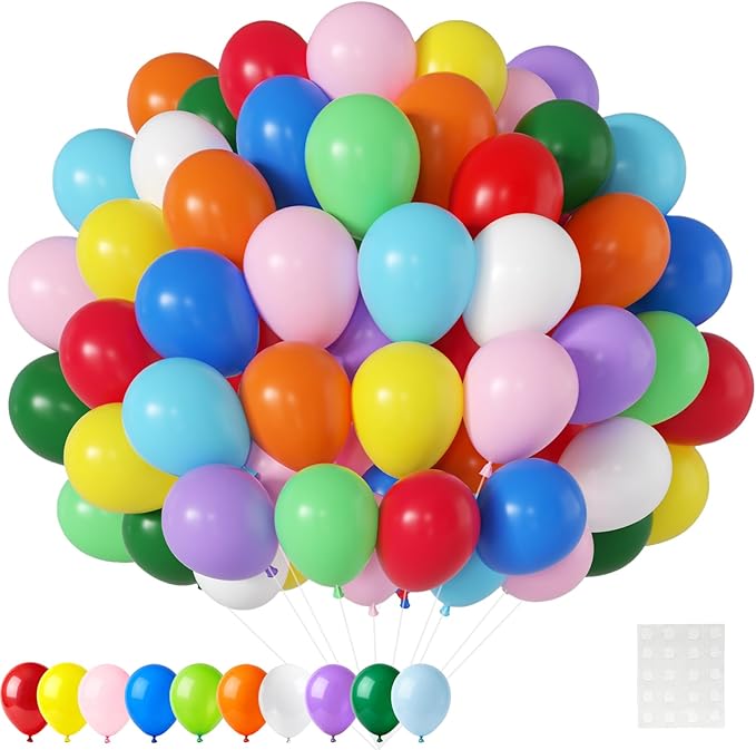 Patimate Balloons Assorted Colors 150 Pack 5 Inch Colorful Rainbow Round Bright Latex Balloons for Birthday Bridal Shower Baby Shower Anniversary Wedding Party Decorations Arch Garland