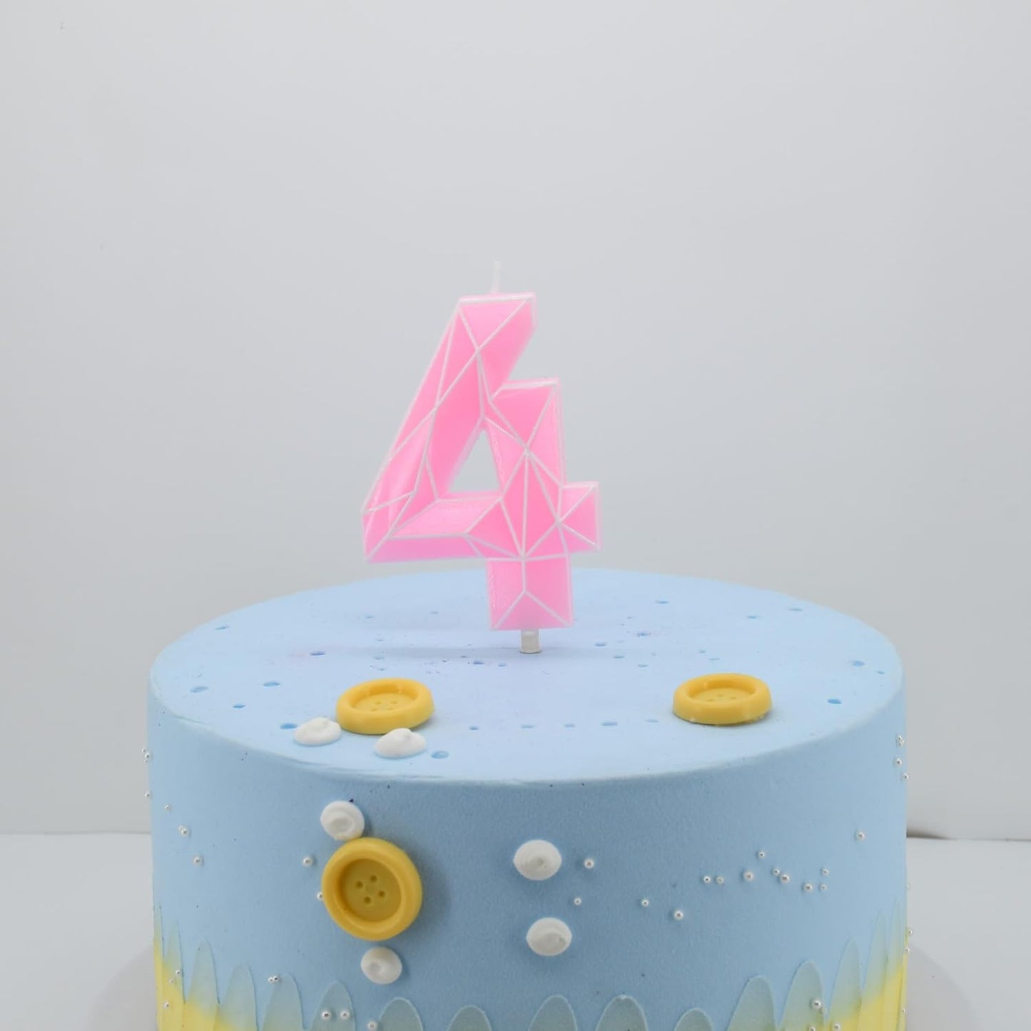 DERVENTA Birthday Candle Big Number 3D Macaron Pink 3.7 inch Party Celebration Anniversary Decoration Cake Topper 1 Piece (Number 4 Macaron Pink)