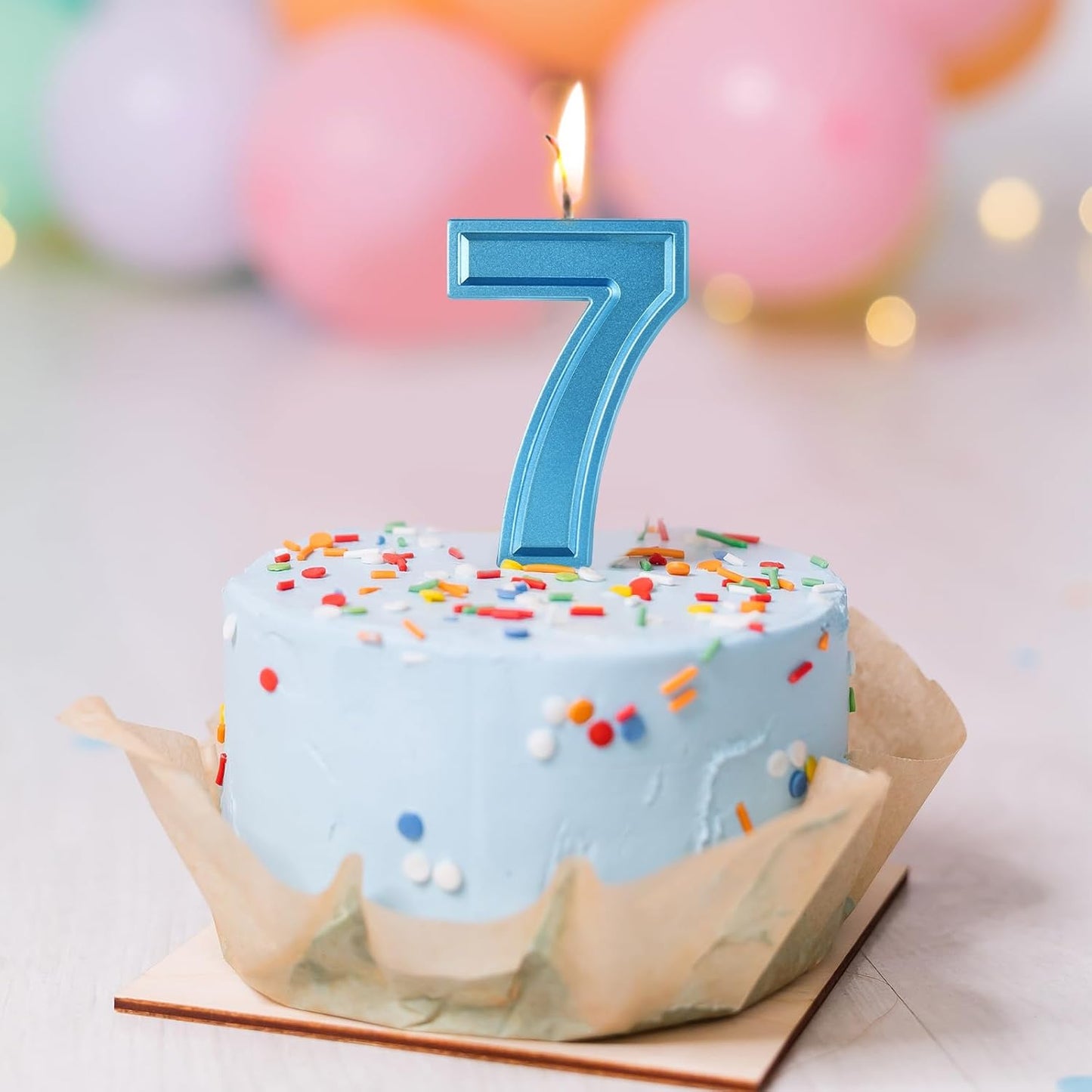 BEAN LIEVE Blue Birthday Candles Number 7, Blue Number Candles, Cake Number Candles for Birthday Parties and Wedding Anniversary Celebrations