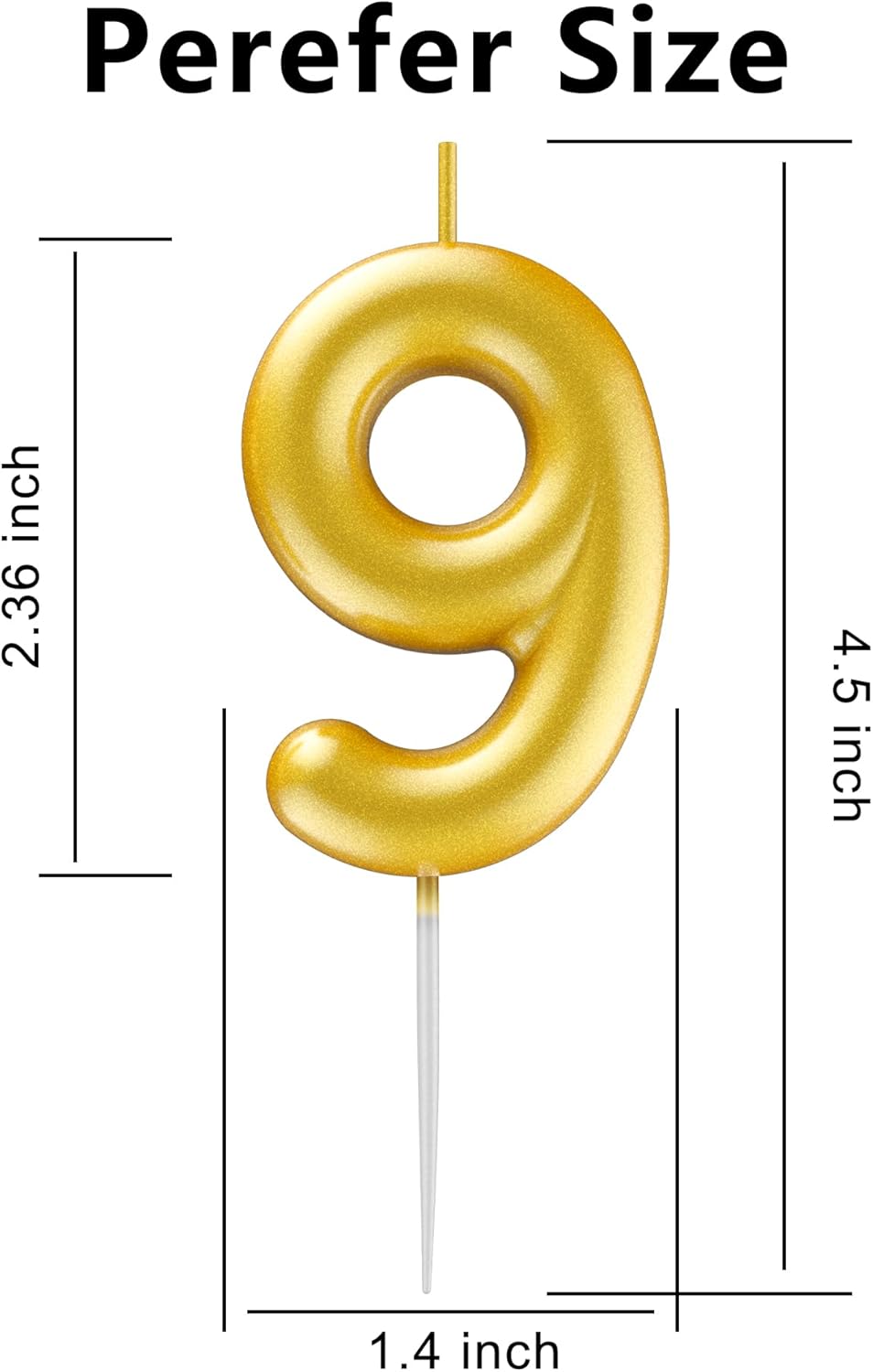 Gold Number 9 Candle Happy Birthday 3D Number Candles for Birthday Cake Party Decoration Wedding Anniversary Celebration Supplies