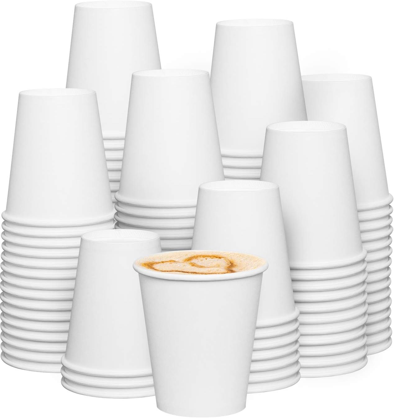 GUSTO [10 oz. - 300 count] Disposable White Paper Cups, Hot Coffee Cups - Eco-Friendly Hot Cups
