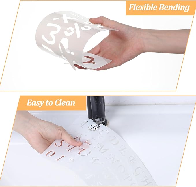 15 Pack Letter Stencils for Painting, Reusable Alphabet Stencils Plastic Letter and Number Stencil Templates Kit for Scrapbook, DIY Crafts, Art Projects (1/2, 3/4, 1, 2 Inch)