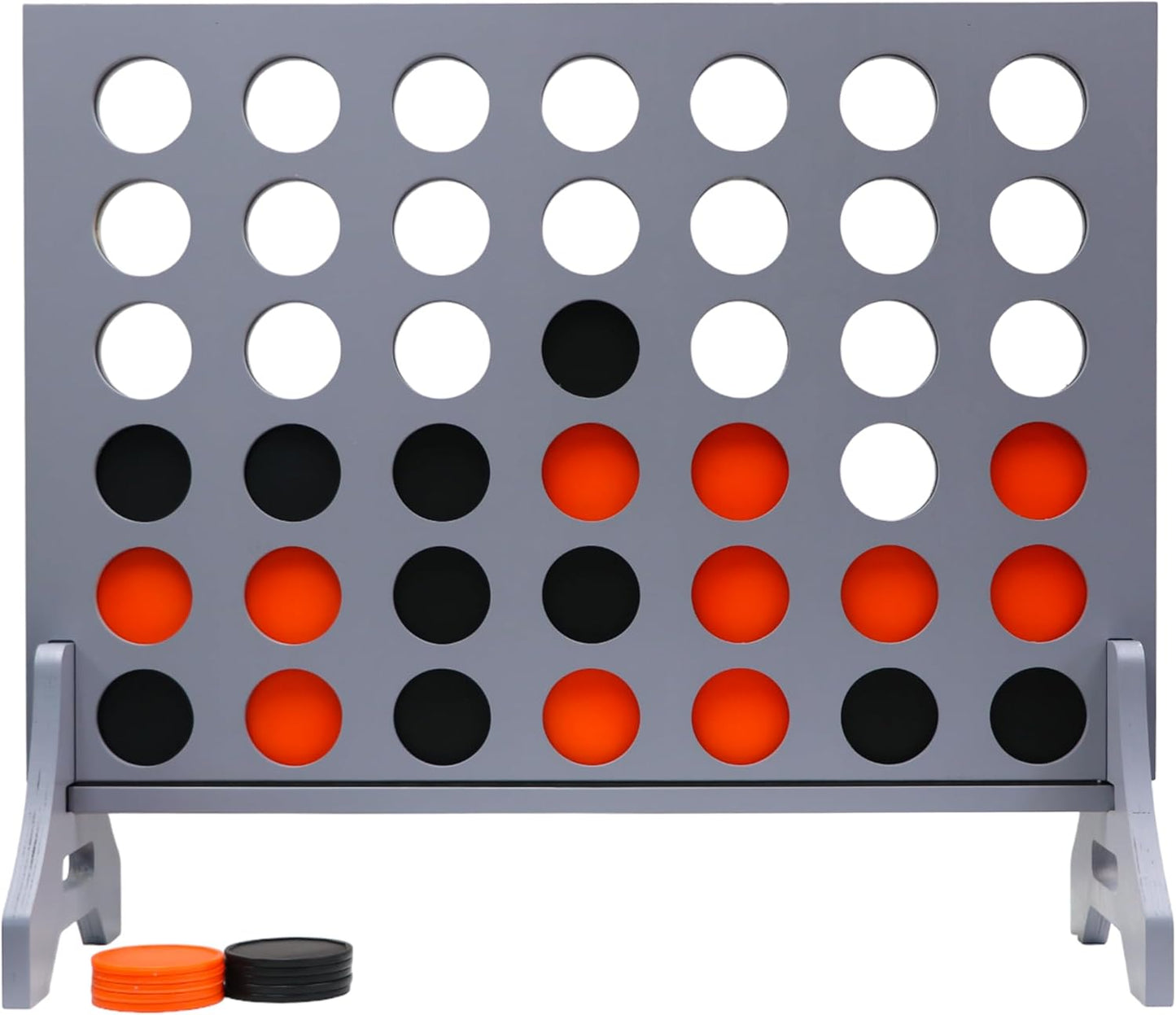 Tailgating Pros Premium Grey Giant Four in a Row with Carrying Case - Jumbo Oversized Outdoor Yard Game - Connect Multiple Pucks in a Row to Win - Many Puck Colors Available!
