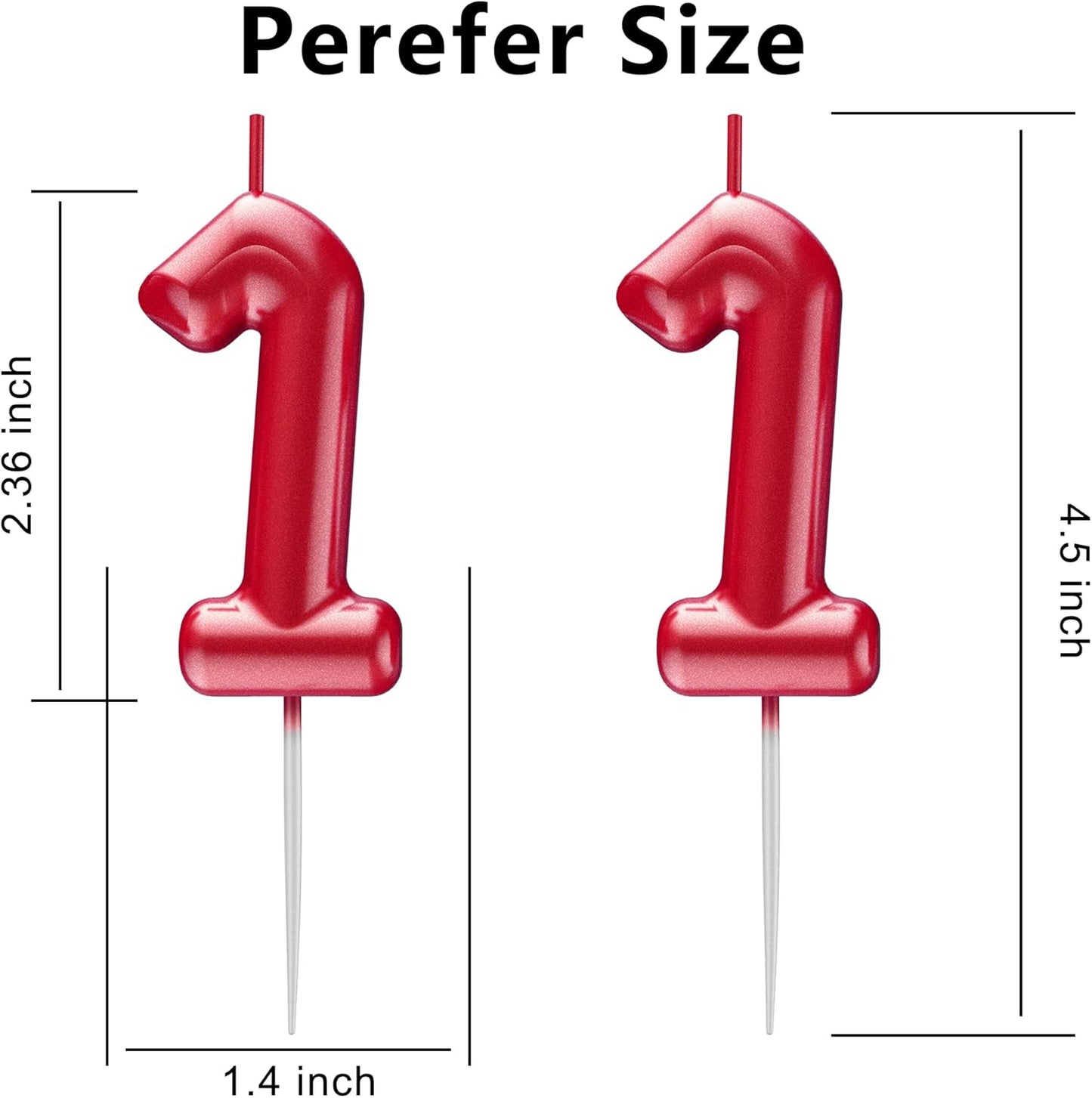 Red Number 11 Candle Happy Birthday 3D Number Candles for Birthday Cake Party Decoration Wedding Anniversary Celebration Supplies