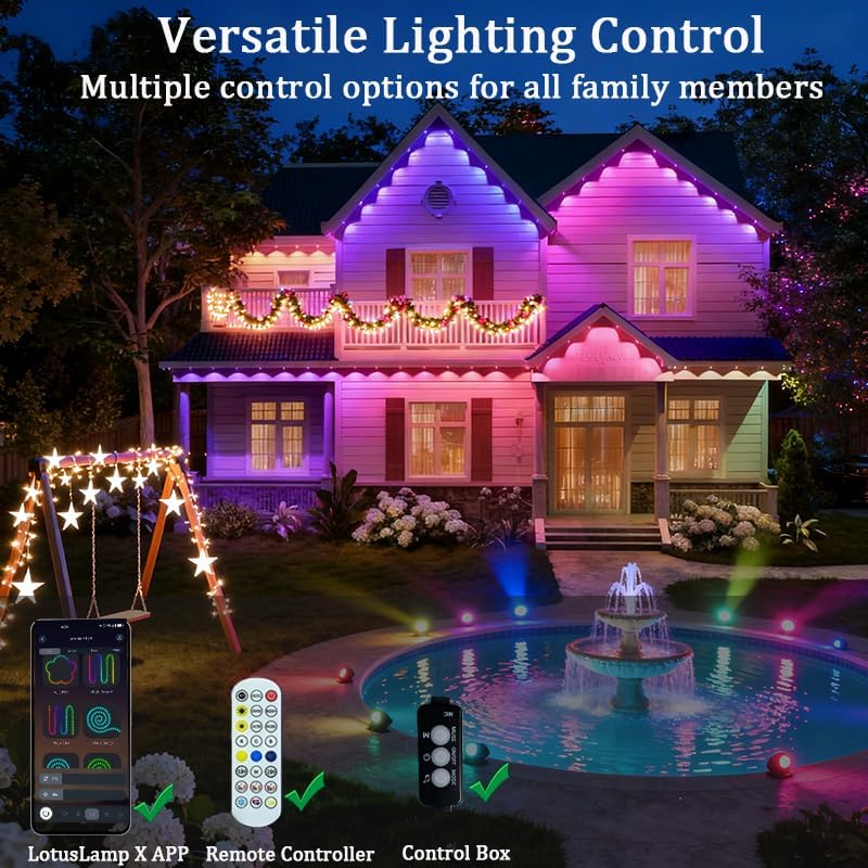 Permanent Outdoor Lights 54ft Smart Outdoor Christmas Lights with RGBCW 36 LED IP67 Waterproof Eaves Lighting with 213 Modes for Halloween Christmas Birthday Holiday Party APP/Remote Control