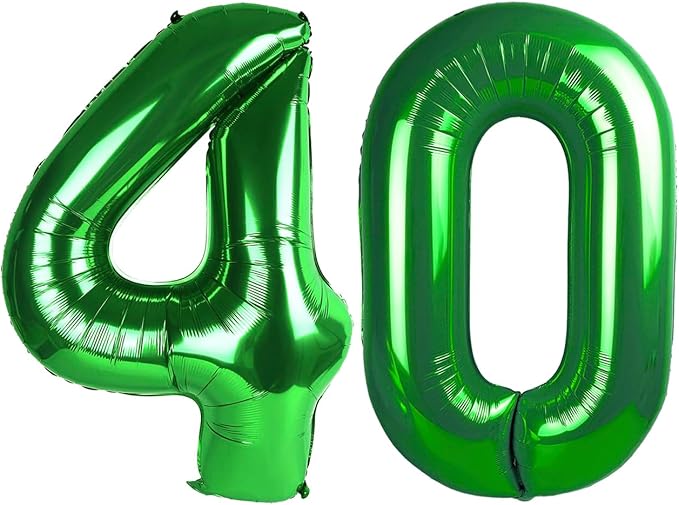 Dark Green Number 40 Balloon 40 Inch, 40th Birthday Party Decorations for Children, Giant 40 Foil Balloon for Party Supplies