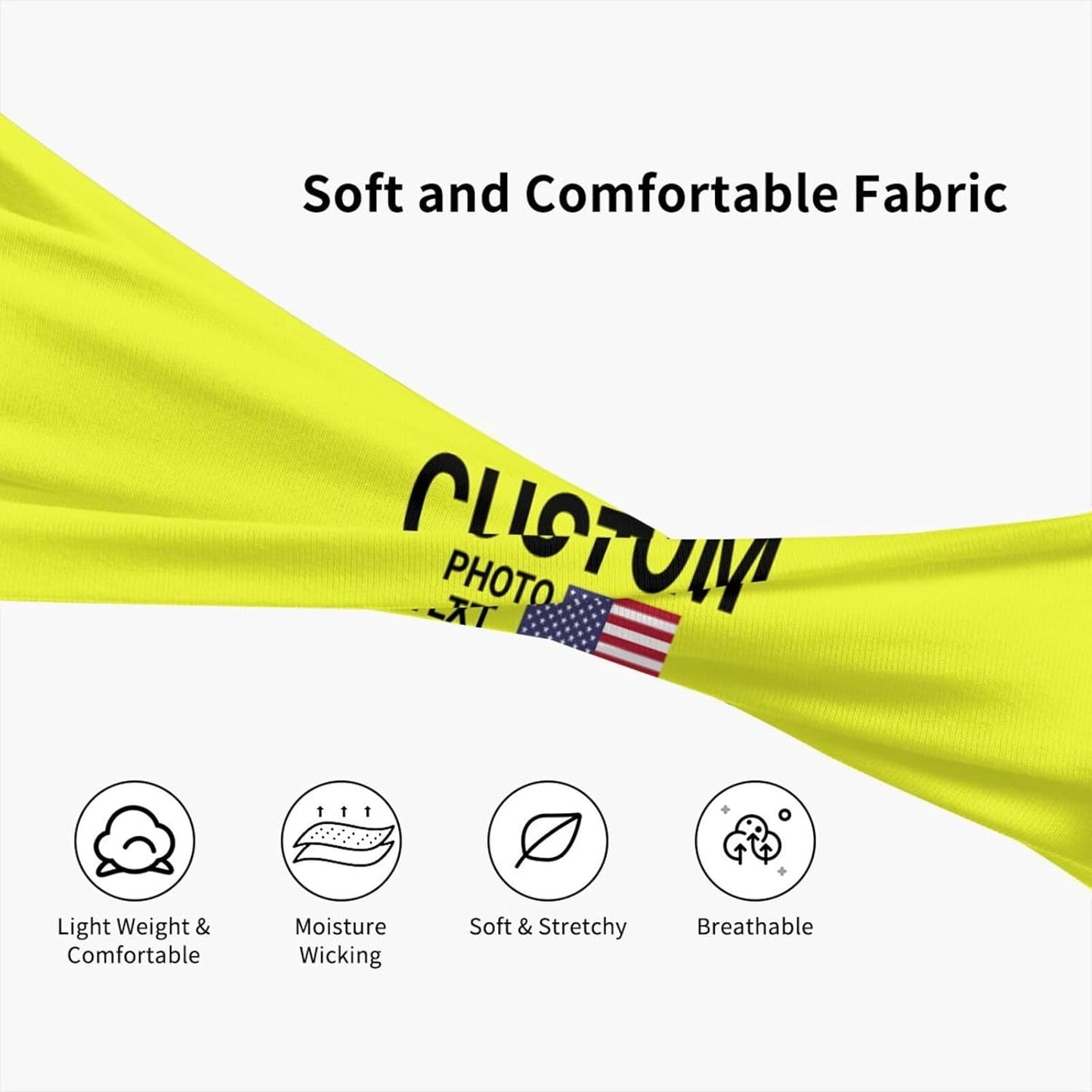 Custom Sports Headband Sweatband Bandana Add Your Photo Logo Text Number, Bulk Customized Unisex Sports Moisture Wicking Breathable Elastic