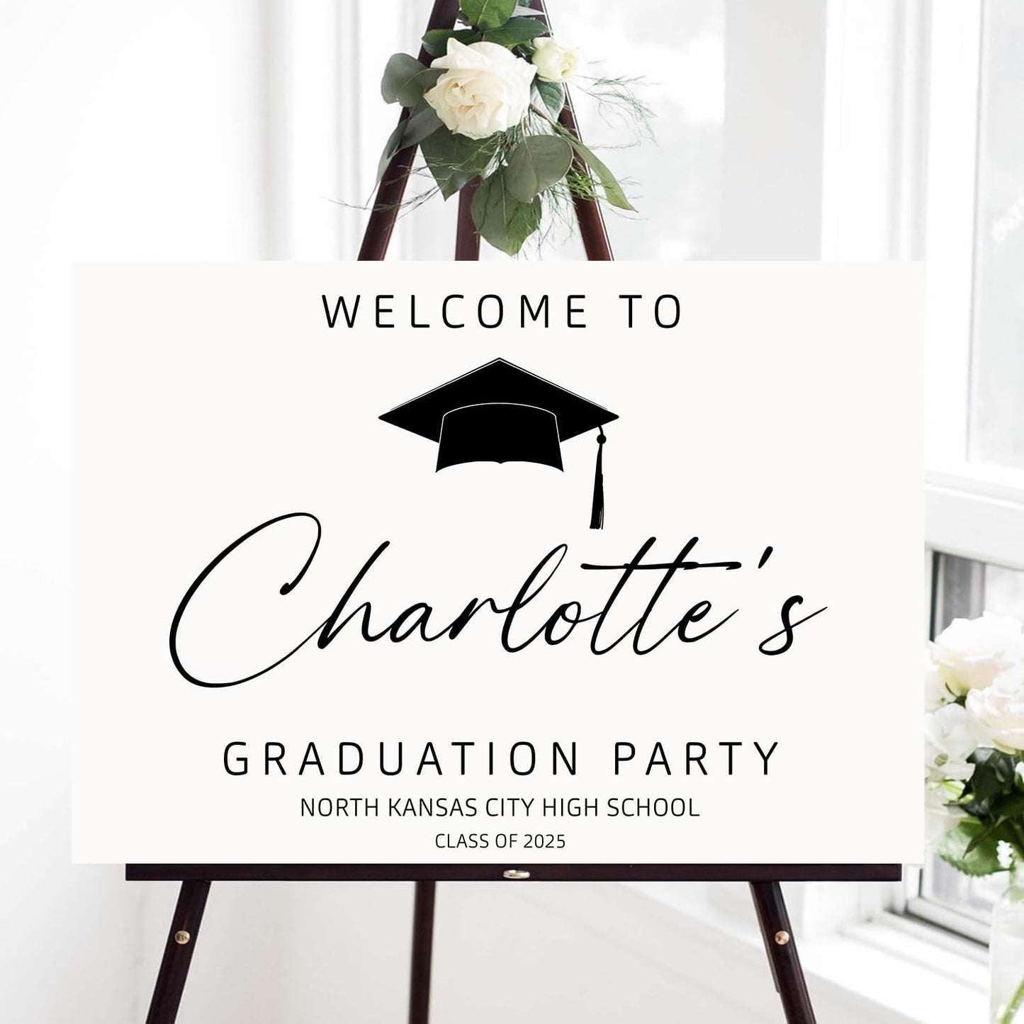 Personalized Welcome To Graduation Party Sign, Graduation Yard Sign, Class of 2025 Yard Sign, Graduation Banner, College Senior High School Graduate Sign, Graduation Decorations
