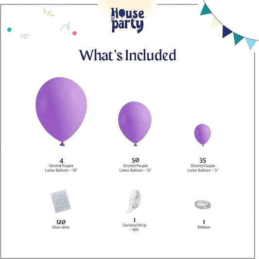 HOUSE OF PARTY Purple Balloons Arch Kit | Light Purple Balloon Garland, Lavender Balloons for Halloween Party Decorations, Easter Party, Birthday, Wedding, Baby Shower decor