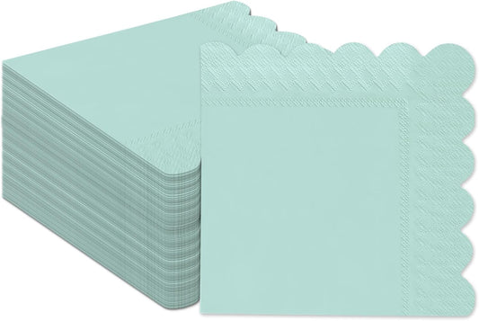 qiqee Dark Blue Cocktail Dinner Napkins 5x5inch Disposable Beverage,Wedding, Birthday Party Dessert Wave Paper Napkins(120 Count)