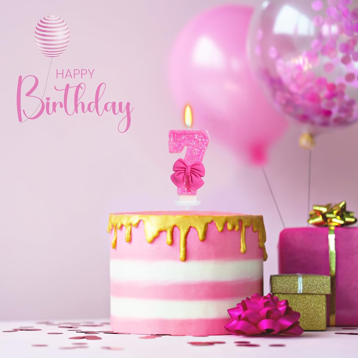 Number 7 Birthday Candle, Rose, 3.1 Inch, Unscented