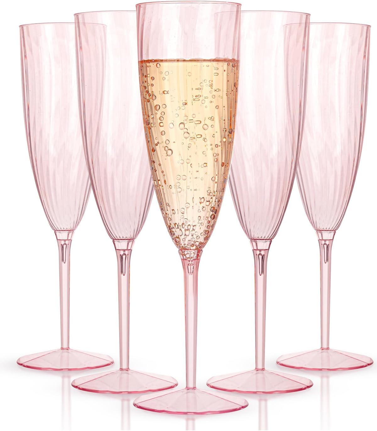 WDF 36PCS Pink Champagne Flutes Plastic - 6OZ Pink Disposable Champagne Flutes Party Supplies for Wedding/Birthday/Parties