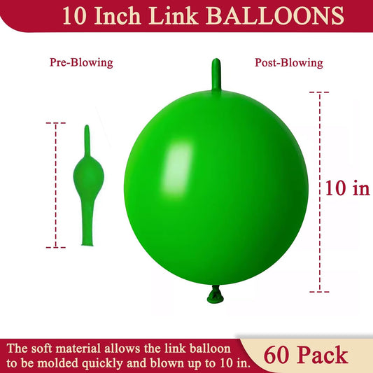 60 Pcs Link Balloons 10 Inch Quick Link Balloons for Birthday Wedding Party Festival Decorations (Green)