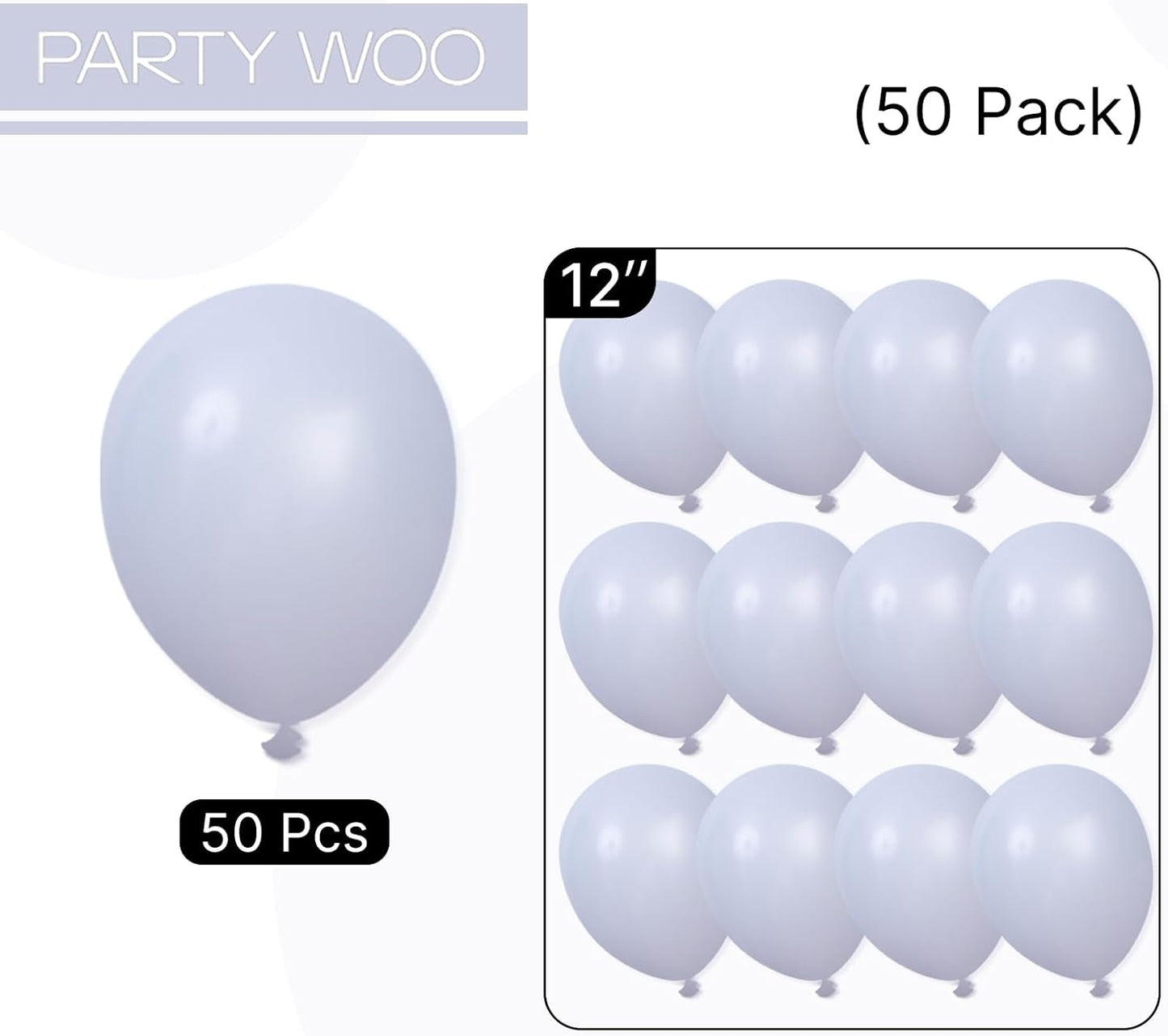 PartyWoo Dusty Blue Balloons 50 pcs 12 Inch Light Grey Blue Balloons for Graduation Wedding Baby Shower Gender Reveal Anniversary Graduation Birthday Party Decorations Blue-F51