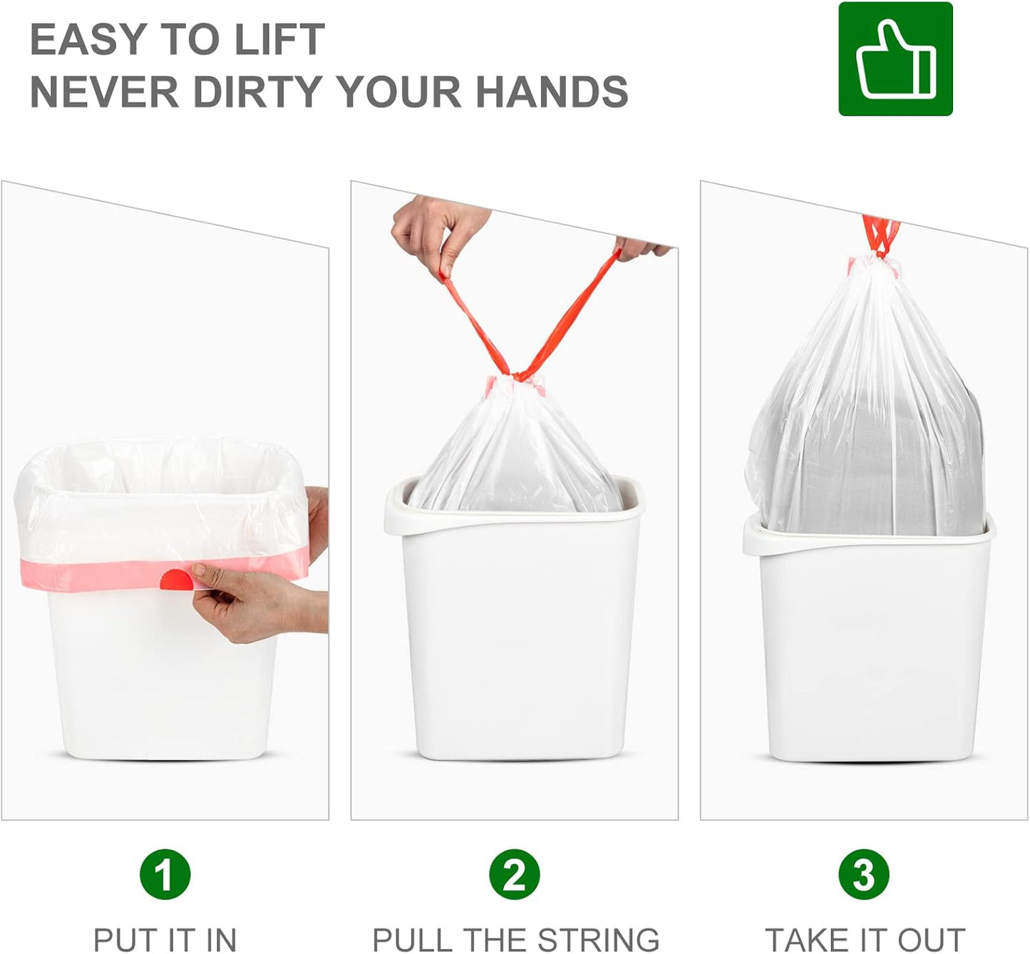 Drawstring Small Trash Bags, Magesh 4 Gallon Drawstring Extra Thick Garbage Bags Unscented, Quick Cinch for Bathroom Kitchen Office Small Can, 44 Count, White
