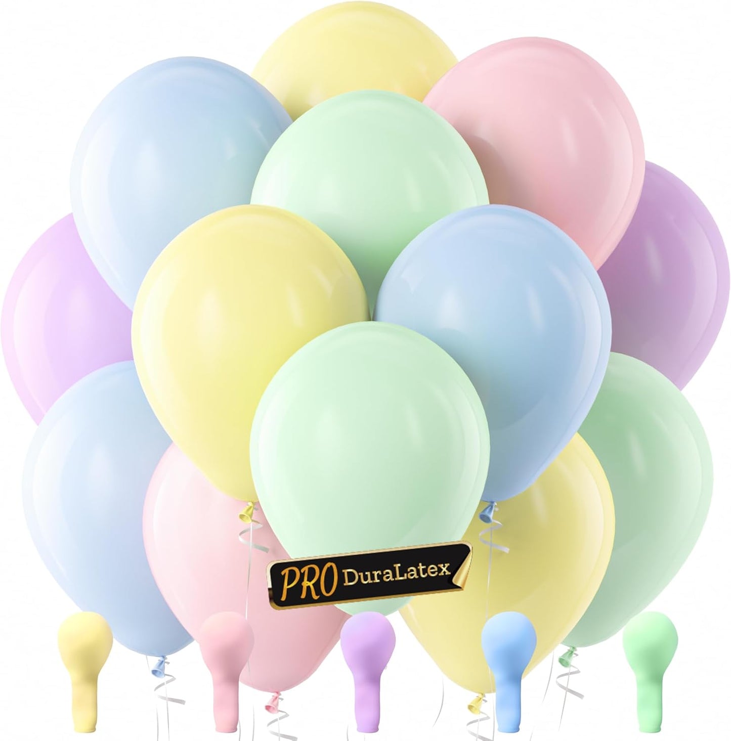 Bezente Pro Duralatex Pastel Balloons - 100 Pack 12 inch Extra-Thick Multicolor Macaron Balloons for Long-Lasting Professional Party Decorations, Large Birthday Baby Shower