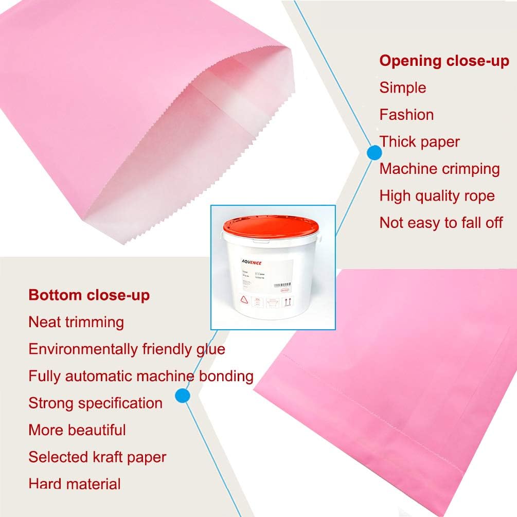 AZOWA Candy Buffet Bags Pink Color 6 x 9 In Large Paper Treat Bags Pack of 100