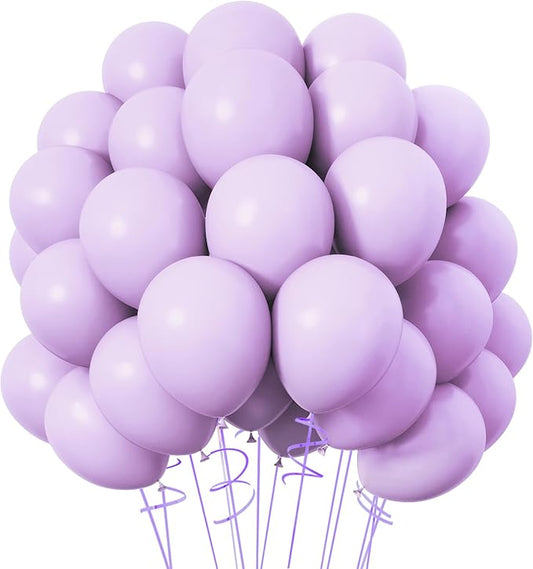 RUBFAC 120pcs Balloons for Birthday Baby Shower Graduation Anniversary Wedding Party Supplies Garland Arch Decoration,12 Inches,Pastel Purple