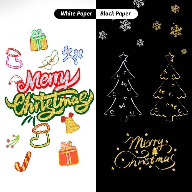 Outline Markers Self-outline Metallic Markers, 20 Silver&12 Gold Colors Double Line Outline Markers Super Squiggles Shimmer Glitter Pen Set for Christmas Greeting Card,Kid Drawing,Doodling,DIY Crafts
