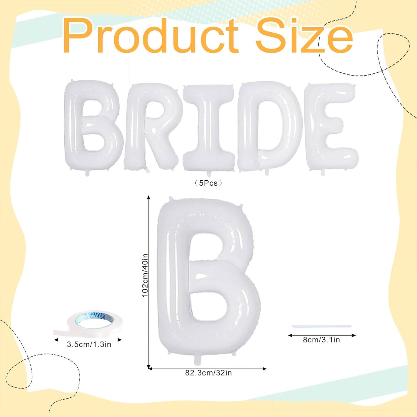 40 Inch Bride Balloons White Giant BRIDE Foil Balloon Bachelorette Party Decorations Bride To Be Balloon Bachelorette for Bridal Shower Decorations Bridal Shower Balloons Engagement Wedding Decoration