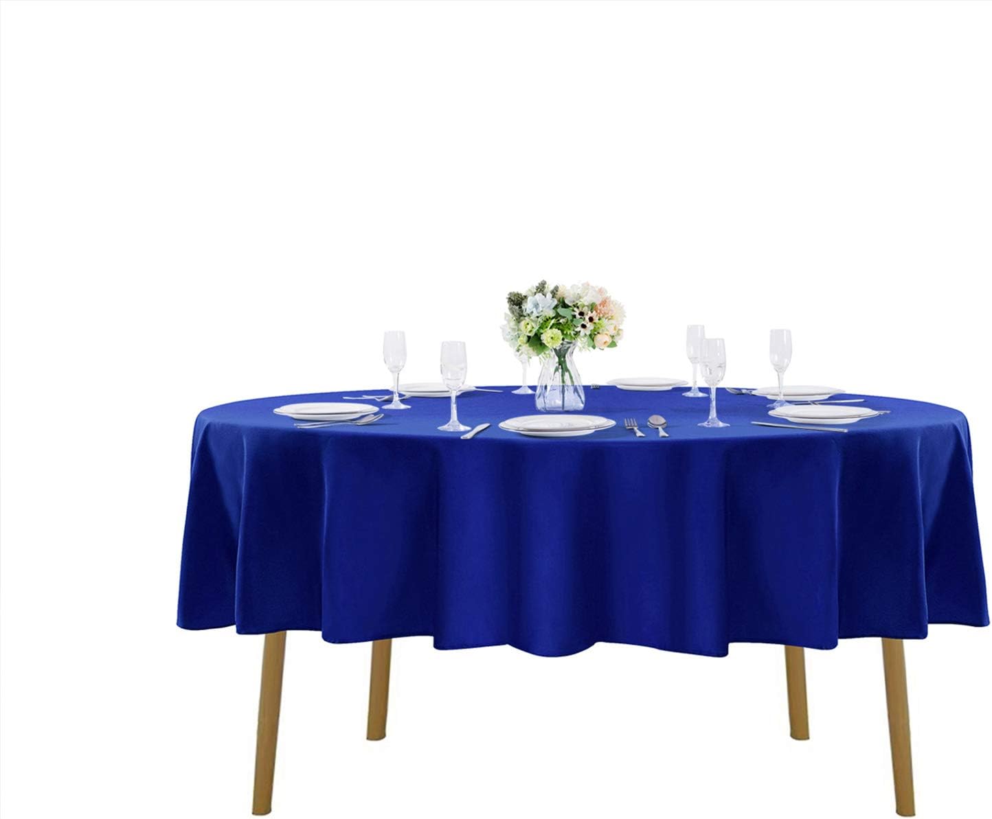 90 inch Round Tablecloth Washable Polyester Table Cloth Decorative Table Cover for Wedding Party Dining Banquet（90 inch,Royal Blue）