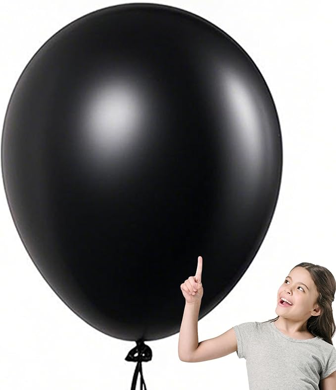 10pcs Giant Black Balloons - 36 Inch Extra Large Ballons Jumbo Round Latex Balloon Party Decorations for Birthday, Halloween, Retirement Party, Back to School Decor, Christmas