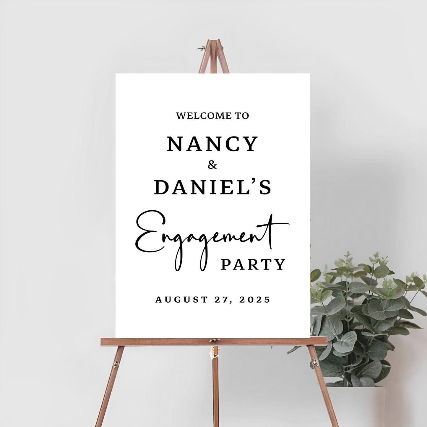 Engagement Party Welcome Sign, Rectangular, Pastel Shades, Neon, Full Size, Plastic, 12x18 inches