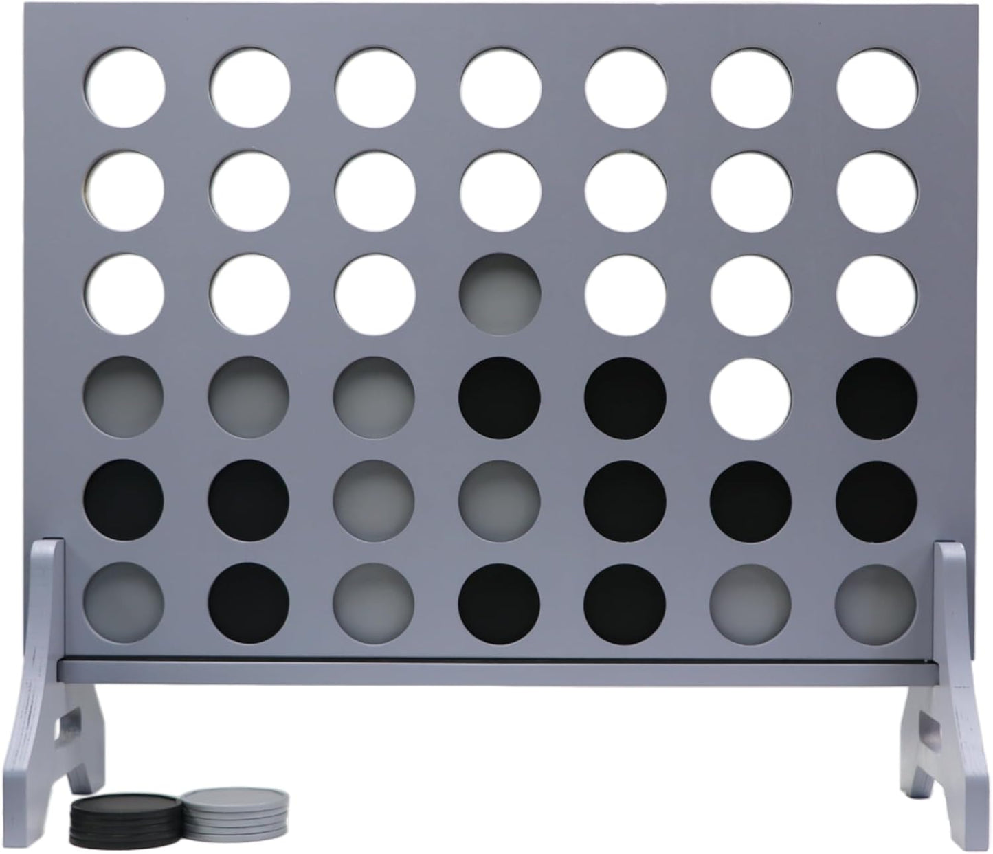 Tailgating Pros Premium Grey Giant Four in a Row with Carrying Case - Jumbo Oversized Outdoor Yard Game - Connect Multiple Pucks in a Row to Win - Many Puck Colors Available!