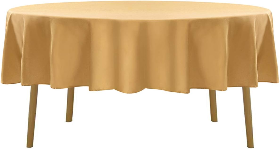 70 inch Round Tablecloth Washable Polyester Table Cloth Decorative Table Cover for Wedding Party Dining Banquet（70 inch,Gold）