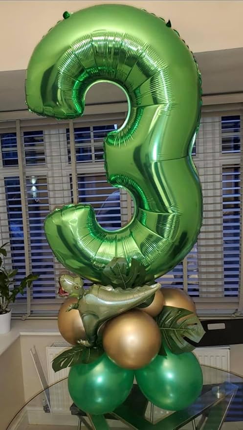Dark Green Number 3 Balloon 40 Inch, 3rd Birthday Celebration Supplies for Girls Boys Women Men, 3 Balloon for Girls Boys Theme Party