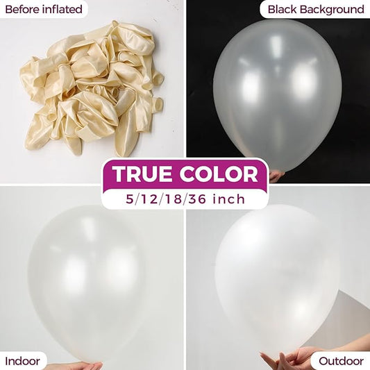 Bezente Pearl White Balloons 18 Inch - 30 Pack Large Thick Ivory Balloons Big Round Pearlescent White Latex Balloons for Christmas Anniversary Wedding Baby Shower Birthday Party Decorations