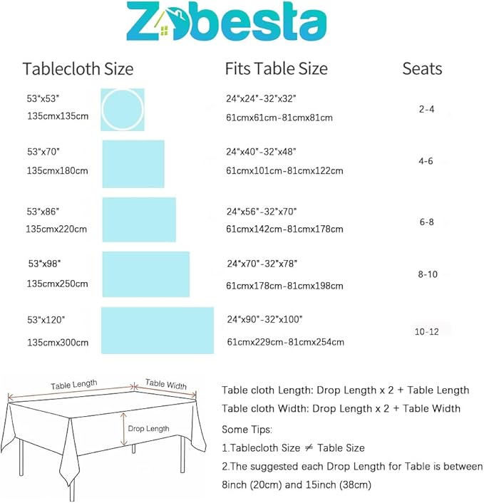 Zobesta White Table Cloth Rectangle 53 x 86 Inch, Cotton Linen White Tablecloth for Rectangle Tables, Washable Farmhouse Soft Boho Tablecloth for Party, Holiday, Picnic, Dining, Outdoor, Wedding