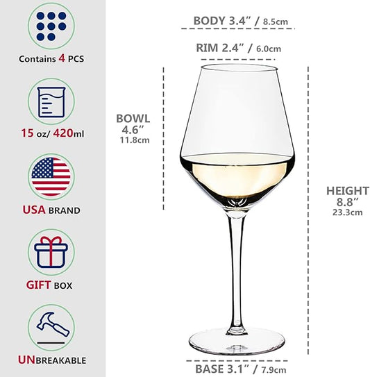 Plastic Wine Glasses Set of 8(15oz) |Unbreakable Wine Glasses with Stem|100% Tritan & BPA Free |Dishwasher Safe| Awesome For Pool, Beach, Travel, Pool, Camping, Beach, Picnic, Everyday Use.