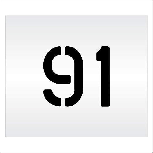 Pavement, Curb, and WheelStop Stencils - 6 inch Double Number Stencil - (91) - 6" x 6" x 1/16" (63 mil) - Light-Duty
