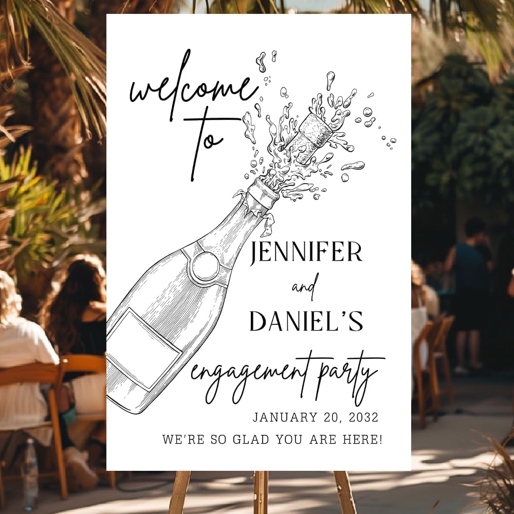 Personalized Engagement Welcome Sign – Minimalist Engagement Party Yard Sign – We’re Engaged Signs – Engagement Party Decorations for Couple - She Said Yes! (Version 17)