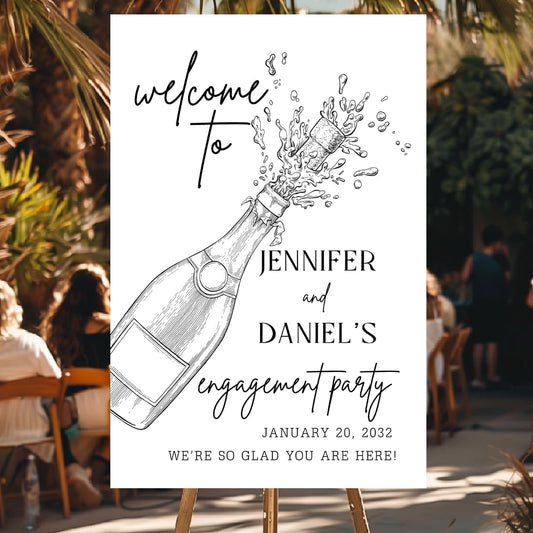 Personalized Engagement Welcome Sign – Minimalist Engagement Party Yard Sign – We’re Engaged Signs – Engagement Party Decorations for Couple - She Said Yes! (Version 17)