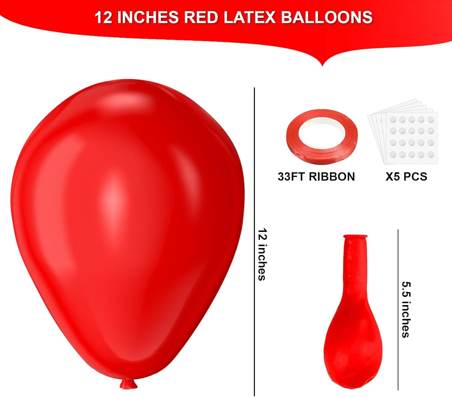 Red Latex Balloons, 100pcs 12inches Red Round Helium Balloons for Wedding Anniversary Birthday Valentine's 4th of July Independence Memorial Day Patriotic Party Decorations