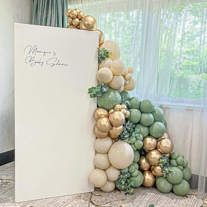 Sage Green Balloon Arch Kit, 162pcs Sage Green Sand White Gold Confetti Balloon Garland for Engagement Wedding Baby Shower Balloons Gender Reveal Birthday Party Decorations