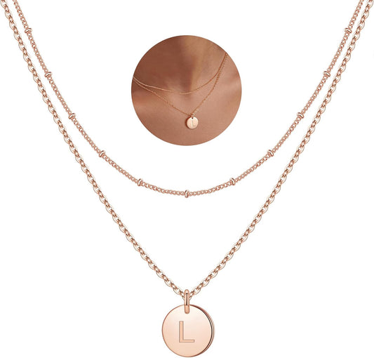 IEFWELL Stocking Stuffer for Teen Girls - Necklaces for Women Girls, 14K Gold-Plated Double Side Engraved Hammered Coin Necklaces, Layered Necklace Jewelry Pendant Gifts for Teen Girls Kids